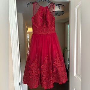 ChiChi London Red Lace Midi Dress #cocktail #bridesmaid #winterformal #wedding